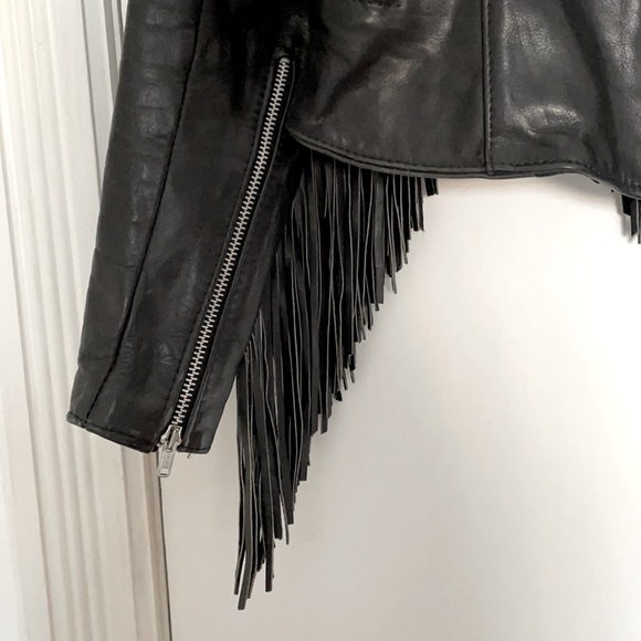 Vintage Black Gypsy Fringe Leather Jacket - Size 8 - Picture 6 of 10